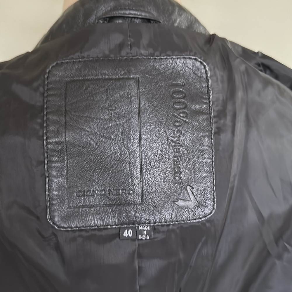 Cigno Nero 100% Leather Black Notched Lapel Jacket 40 - Picture 8 of 12